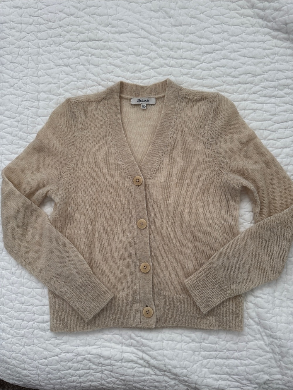 Madewell Sandstone Button-Front V-Neck Cardigan